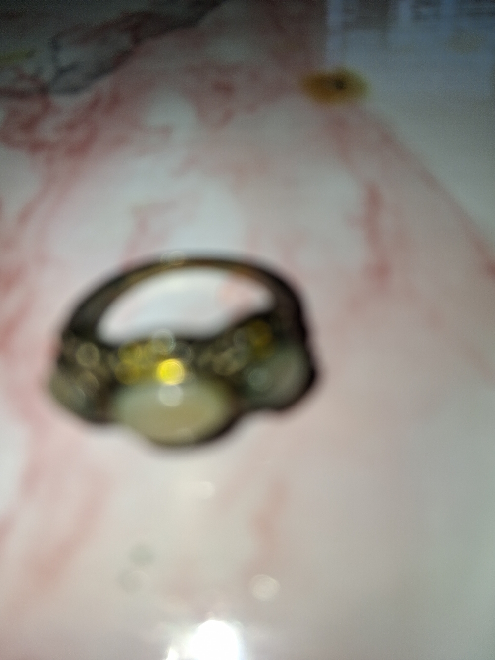 Gold-Tone Accent Ring with Pearlescent Stone - Home Bath Accessory